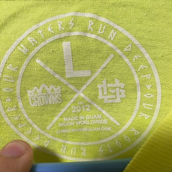 Crowns Guam long sleeve bright yellow limited edition “work shirt” size large - Picture 3 of 4